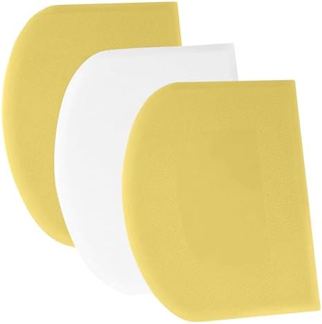 SURDOCA Dough Scraper Bench Scraper - 3P 11.8x7.3" Plastic Flexible Bowl Scraper, Sharp Edge & Angles Cake Scraper. Non-Slip Bakeware Decorating Tools Sculpting & Modeling Tools - Yellow+White+Yellow by SURDOCA