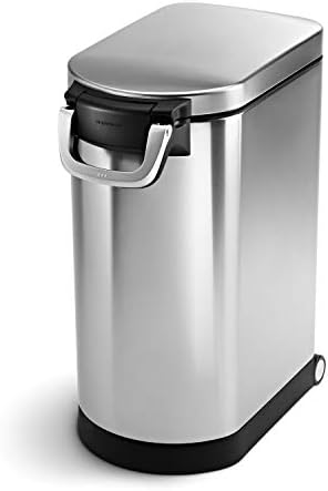simplehuman Large Pet Food Storage Container, Holds 30-35 lb / 14-16 kg of Dry Dog Food, Cat Food, or Bird Seed, Airtight Lock-Tight Lid with Magnetic Scoop, BPA-Free, Brushed Stainless Steel by Unknown