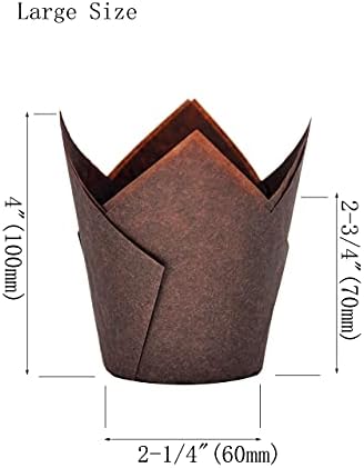 QLSmypkg Large Greaseproof paper Wrappers Muffin Baking cupcake cups liners, 2-1/4" x 4" Natural,Brown,White 3 colours in a box Tulip Baking Cups Holders 125 pcs (Large) (125, Multi 3) - Image 3