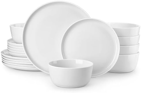 MALACASA 18-Piece Dinnerware Set for 6, White Porcelain Dishes by MALACASA