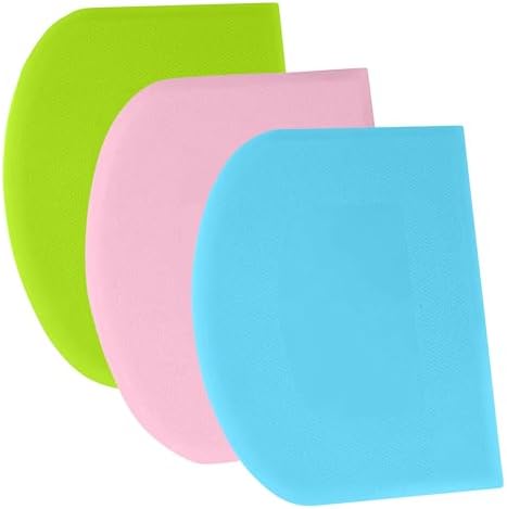 SURDOCA Dough Scraper Bench Scraper - 3P 13x7.9" Plastic Flexible Bowl Scraper, Sharp Edge & Angles Cake Scraper. Non-Slip Bakeware Decorating Tools Sculpting & Modeling Tools - Pink+Blue+Green by SURDOCA