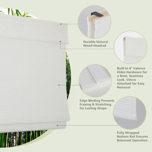 Blackout Cordless Bamboo Roman Shades, Woven Wood Blinds for Indoor Windows - Image 4