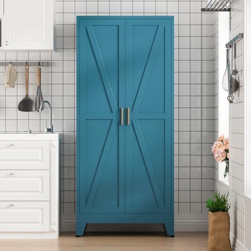 COFaR Home Farmhouse Storage Cabinet with 2 Barn Door, 61" H Metal Cabinet - Image 2