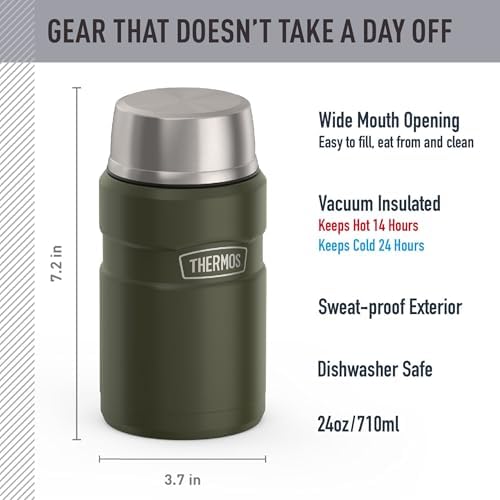 THERMOS Stainless King Food Jar with Bowl, 24oz, Matte Army Green - Image 2