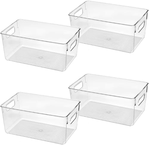 Clear Plastic Storage Bins, Pantry Organizers and Storage Containers Fridge Organizer Bins for Organizing Kitchen Cabinet Organizer Bin Bathroom Freezer Refrigerator Organization by CONTROLKITCHEN