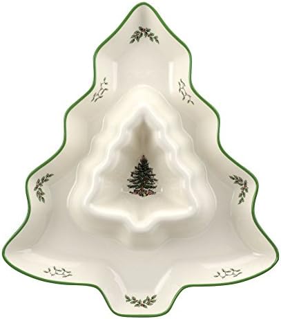 Spode – Christmas Tree – Christmas Tree Tree-Shaped Chip & Dip Dish by Spode