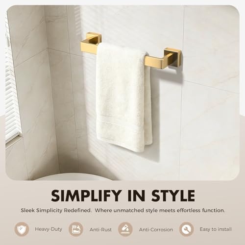 15-Pieces Gold Bathroom Accessories Set, 16 Inch Towel Bar Set - Image 2