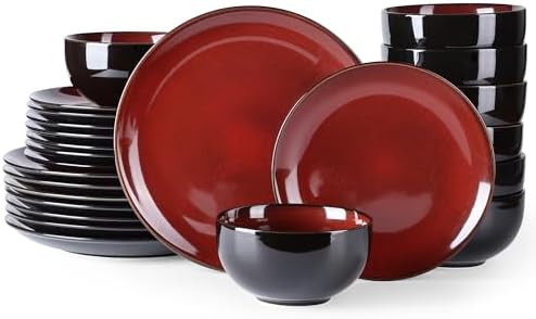 LeRatio Ceramic Dinnerware Sets for 8,24Pcs Porcelain Plates and Bowls Set by LeRatio
