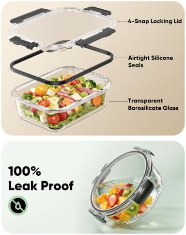 BiuLeon 40 PCS Glass Food Storage Containers with Lids, BPA-Free - Image 3