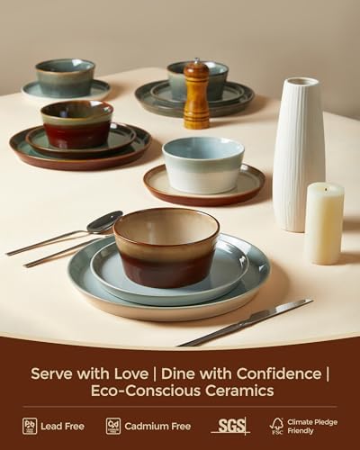 Pokini Ceramic Plates and Bowls Sets for 8, 24pcs Dinnerware Sets, Dish Set - Image 6