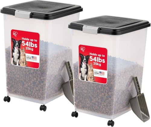 IRIS USA Dog Food Storage Container, 2-Pack, Up to 54 lbs, Black by IRISUSA