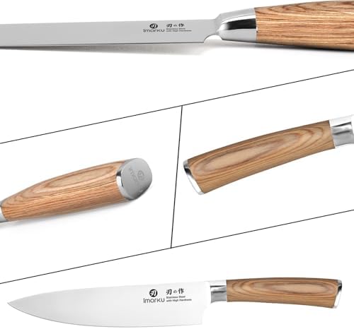 imarku 8 Inch Japanese SUS440A High Carbon Gyutou Chef Knife, Golden Handle - Image 6