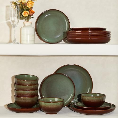 Pokini Stoneware Dinnerware Sets for 12, 36pcs Plates and Bowls Sets Dishes - Image 7
