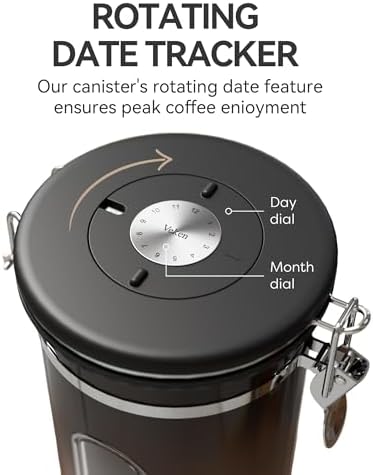 Veken Coffee Canister with Window, Airtight Stainless Steel Container, 22OZ - Image 4