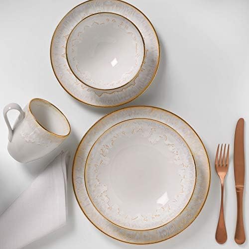 Casafina Ceramic Stoneware Soup & Pasta Bowl - Taormina Collection, White & Gold | Hand-Painted 18-Karat Gold Rim Dinnerware | Food Safe Glazing | Restaurant Quality Tableware - Image 2