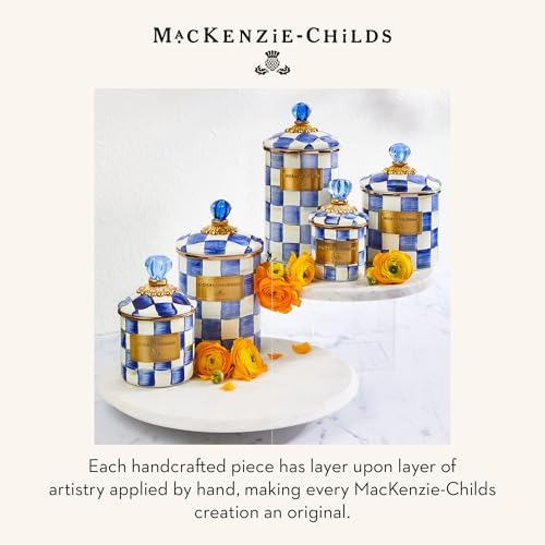 MACKENZIE-CHILDS Enamel Canister, Medium, Blue-and-White Royal Check - Image 6