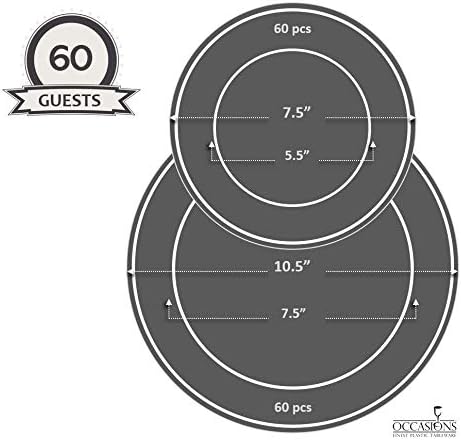 OCCASIONS 120 Plates Pack,(60 Guests) Heavyweight Premium Wedding Party Disposable Plastic Plates Set -60 x 10.5'' Dinner + 60 x 7.5'' Salad/Dessert (Lace Ivory/Gold) - Image 4