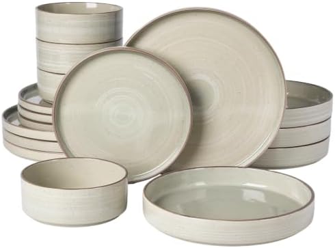 Famiware Stellar 16-Piece Dinnerware Set with Pasta Bowls, Matcha Green by Famiware