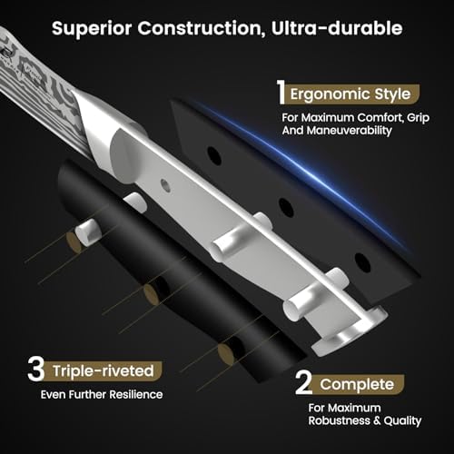 CoquusAid Steak Knives Set of 6, Non Serrated Dinner Knives with Rest - Image 4