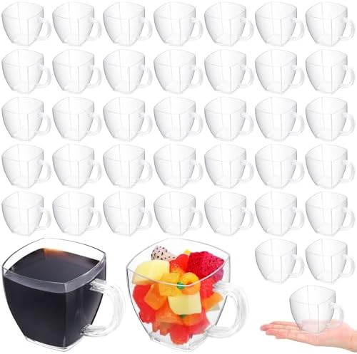 Amyhill 100 Pcs 5 oz Disposable Plastic Tea Cups with Handle,Clear by Amyhill