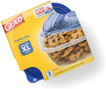 Glad GladWare XL Square Food Storage Containers, 104 Oz, 3 Count - Image 4