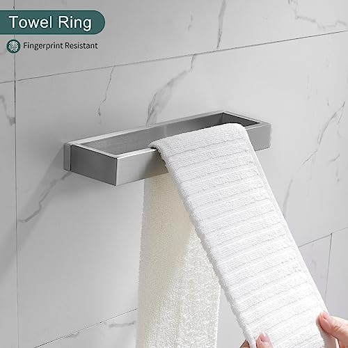 Brushed Bathroom Hardware Accessories Set 4 Pieces Brushed Nickel Towel Bar Set, 23.6 Inch Towel Rack Set SUS304 Stainless Steel Bathroom Set,Wall Mounted - Image 3