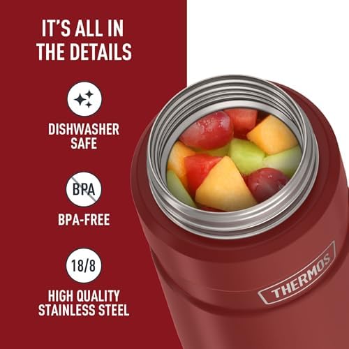 THERMOS Stainless King Food Jar with Bowl, 24oz, Matte Red - Image 5