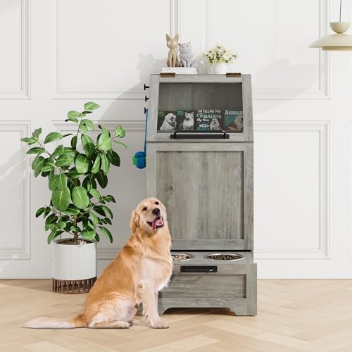 Dog Feeding Station with 2 Elevated Dog Bowls by STMHOM