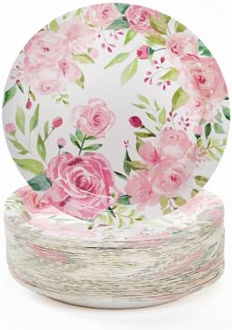 BLUE PANDA Flower Paper Plates - Spring Paper Plates for Garden Parties - Tea Party Decor - Pack of 80, 9", Multicolor - Image 7