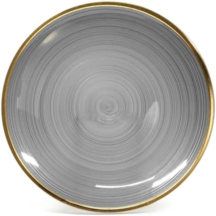 " OCCASIONS " 120 Plates Pack,(60 Guests) Premium Wedding Party Disposable Plastic Plates Set -60 x 10'' Dinner + 60 x 7'' Salad/Dessert (Belize in Smoke Gray & Gold) - Image 2