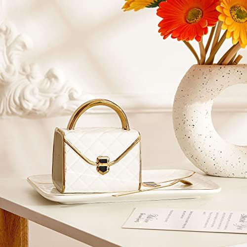 Zubebe 1 Set Coffee Mug Elegant Handbag Shaped Cup,White - Image 3