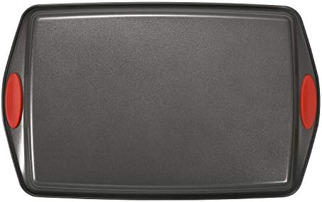 Rachael Ray Bakeware Nonstick Cookie Pan Set, 3-Piece, Gray with Red Grips - Image 6