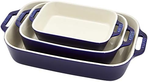 Staub 3-Pc Ceramic Baking Dish Set, Oven Safe Up To 570°F, Dark Blue by Unknown