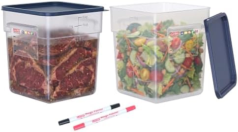 2 Pack 18 QT Commercial Food Storage Containers with Lids, BPA-Free Translucent Large Square Containers with Handles for Bulk Ingredients, Flour, Dough Rising and Pet Food Storage by GATBO