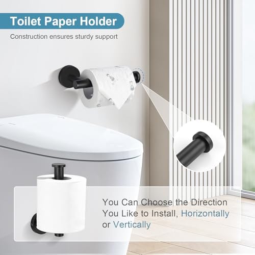 TQKAG Matte Black Bathroom Hardware Set, 6-Piece Towel Bar Set 23.6 Inch - Image 5