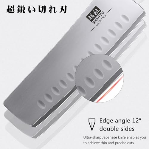 SHAN ZU 7 In Nakiri Knife, 10Cr15MoV High Carbon Stainless Steel Chef Knife - Image 4