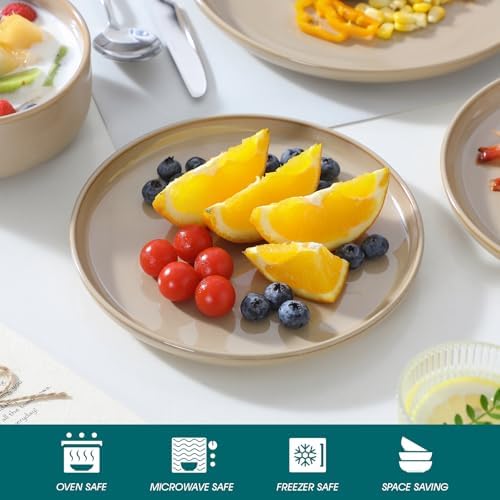 vancasso PLAYA Ceramic Plates and Bowls Sets, 24 Pieces Brown Dinnerware Sets for Kitchen, Reactive Glaze Dishes Set for 8, Dishwasher and Microwave Safe - Image 4