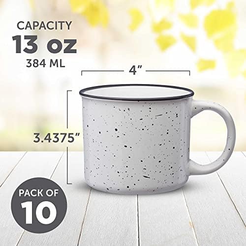 DISCOUNT PROMOS Ceramic Campfire Coffee Mugs 13 oz. Set of 10, Bulk Pack - Perfect for Tea, Espresso, Cappuccino, Hot Cocoa - White - Image 5