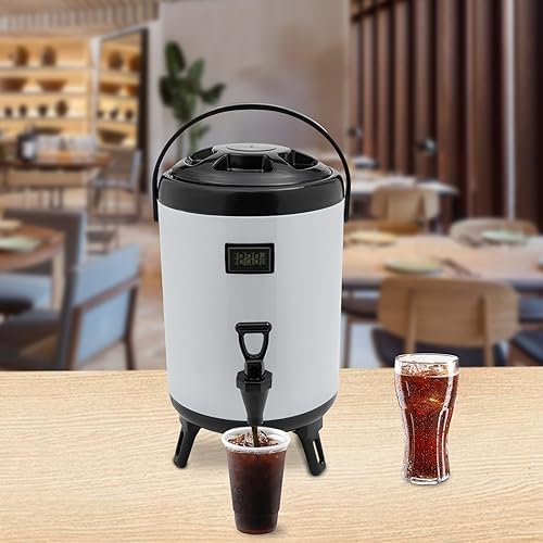 Hot Beverage Dispenser, 8L/2.11Gal Insulated Beverage Dispensers Insulated Thermal Hot and Cold Beverage Dispenser with Spigot & Thermometer Stainless Steel Drink Dispenser for Tea Coffee Milk - Image 5