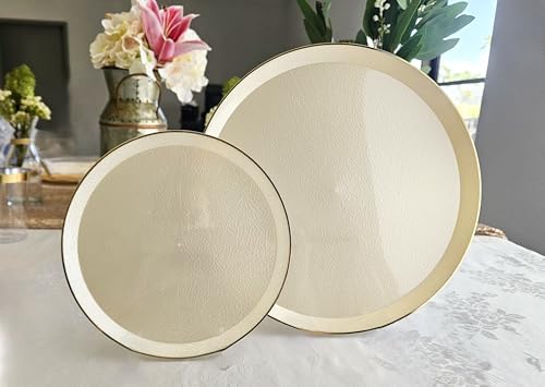 " OCCASIONS " 120 Plates Pack,(60 Guests) Heavyweight Premium Wedding Party Disposable Plastic Plates Set -60 x 10'' Dinner + 60 x 7'' Salad/Dessert (Reef - Ivory & Gold) - Image 5