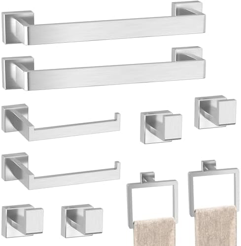 10-Pieces Brushed Nickel Bathroom Accessories Set, 16 Inch Towel Bar Set by PAHSFSLLC