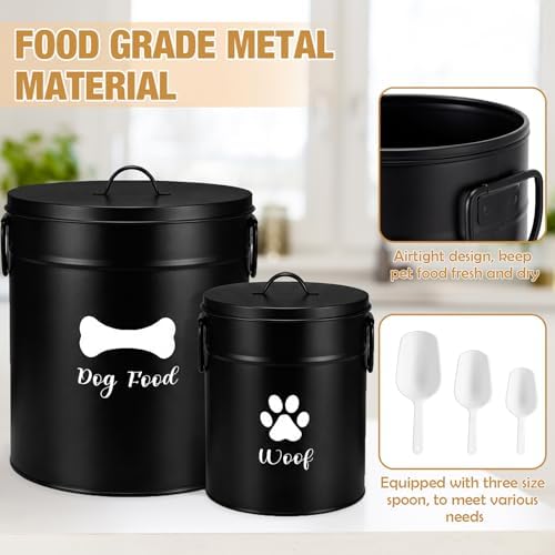 DoubleFill Extra Large 23+10 lb Metal Dog Food Storage Containers, Black - Image 3