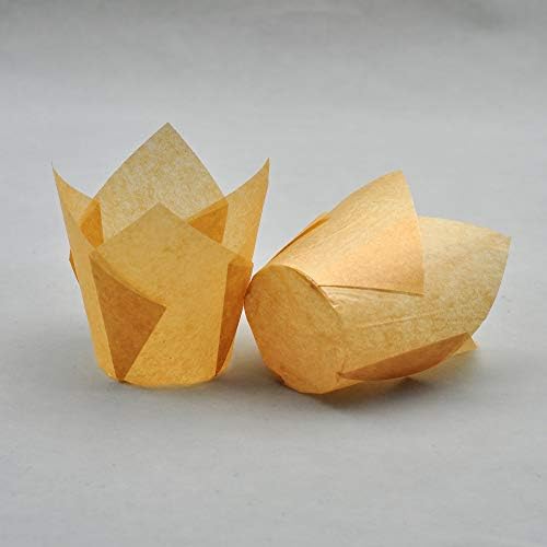 QLSmypkg Large Muffin Greaseproof paper Baking cupcake cups, 2-1/4" x 4" Natural Tulip Baking Cup Case of 125 pcs (Large size) (125) - Image 3