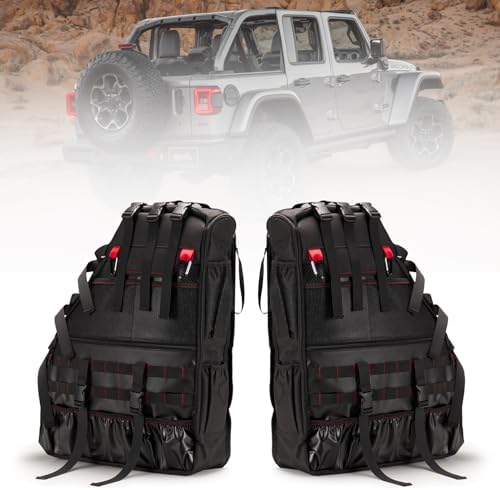 BUNKER INDUST 2 Pcs Roll Bar Storage Bag for 1997-2023 Jeep Wrangler JK TJ LJ & Unlimited JL 4-Door,Multi-Pockets Cargo Bag Saddlebag Tool Organizer,Black by BUNKERINDUST