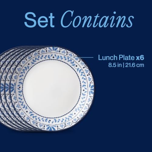 Corelle Vitrelle Salad Plates Set Triple Layer Glass and Chip Resistant, 9-Inch Lightweight Round Plates, Portofino, Caspian, 6-Piece - Image 3