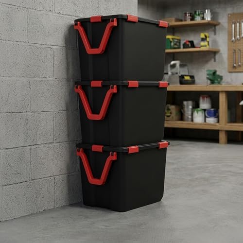 IRIS USA 3-Pack 106 Qt Storage Bins with Gasket Lids, Black/Red - Image 4