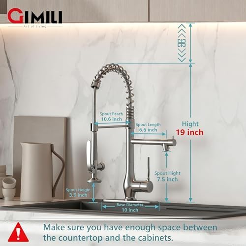 GIMILI Brushed Nickel Commercial Kitchen Sink Faucet with Soap Dispenser - Image 2