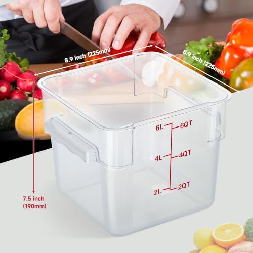 4 Pack 6 Qt Square Polycarbonate Food Storage Containers with Lids - Image 3