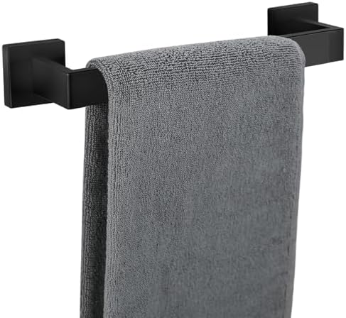 Towel Bar for Bathroom 12 Inch Matte Black Towel Holder 12/16/20/24/28/32/36 Inch Stainless Steel SUS304 Rustproof Towel Rack Modern Square Towel Rod for Bathroom Wall (1, Matte Black, 12 Inch) by TAUN