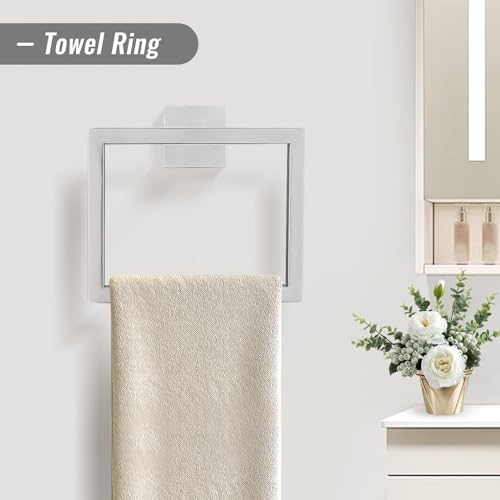 YACVCL Towel Bar Set, 5 Pieces Bathroom Hardware Set Brushed Nickel Bathroom Accessories, SUS304 Stainless Steel Towel Racks Holder Set Wall Mounted 23.6 Inch - Image 3